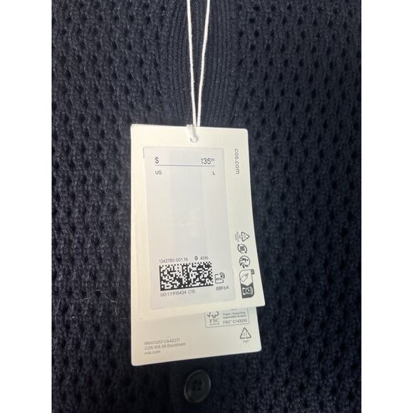 COS Wool Open Knit Collared Cardigan Sweater Size L $135 - Picture 4 of 10